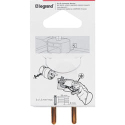 Fiche mâle 2p+t sortie latérale blanc blister - Legrand