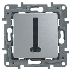 LEGRAND Prise téléphone 8 contacts en T Niloé gris avec enjoliveur finition argent