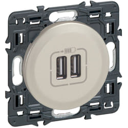 Prise double usb Type-A Céliane 3A - Titane - Legrand