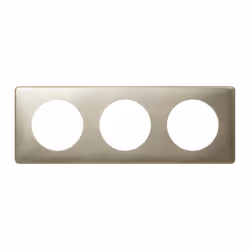 Plaque 3 postes Legrand Céliane, métal titane anodisé brillant, 232x82 mm, fixation à clipser