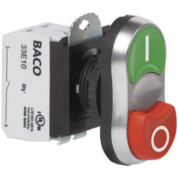 Baco - BAL61QB21A L61QB21A Bouton-poussoir à double touche collerette plastique, chromé vert, rouge 1 pc(s)