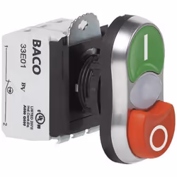 BACO BAL61QK21L L61QK21L Bouton-poussoir à double touche collerette plastique chromé vert rouge 1 pc(s)