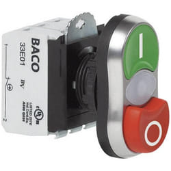 BACO BAL61QK21L L61QK21L Bouton-poussoir à double touche collerette plastique chromé vert rouge 1 pc(s)