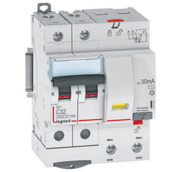 Disjoncteur différentiel mono DX³ 6000-vis-2P-230/400V~-32A-typeAC-30mA-10kA-courbe C-départ Legrand LEG411161