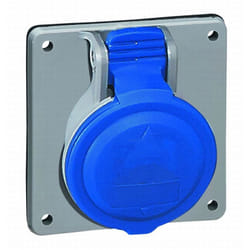 Prise à entraxes unifiés fixe P17 plastique IP44 IK09 2P+T 32A 200V~ à 250V~ - peut se fixer sur plastron, boîte d'encastrement ou c