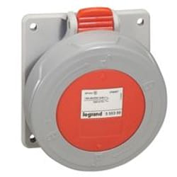 Prise à entraxes unifiés fixe P17 plastique IP66/67 IK09 3P+N+T 32A 380V~ à 415V~ - peut se fixer sur plastron, boîte d'encastrement
