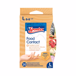 Spontex Food Contact, Gants jetables, Transparent, L, SML, Adulte, Adulte