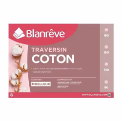 Traversin en coton - 180 cm - Enveloppe : 100% coton 30x27 fils/cm2 - Garnissage : 100% polyester fibre creuse siliconée 1350 ...