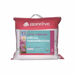Lot de 2 Oreillers Spécial Transpiration - Enveloppe : microfibre Top Cool 100% polyester - Garnissage : 100% polyester fibre ...