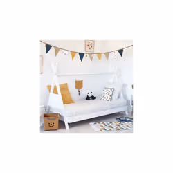 Introduisez une ambiance dépaysante dans la chambre à coucher de votre enfant avec ce lit tipi enfant en pin blanc avec sommi ...