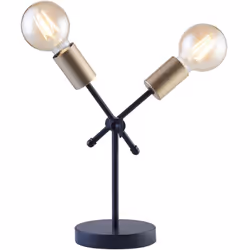 Cette lampe de table 2 lampes en métal noir insuffle à la pièce un look tendance et moderne . Son design original accroche im ...