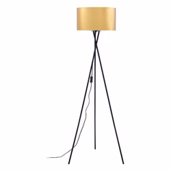 Craquez pour ce lampadaire avec trépied en métal et son abat jour cuivré en PVC noir et doré. Son design original et moderne  ...