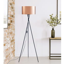 Les Tendances - Lampadaire trépied 34x34x140 cm cuivré et noir - vicka