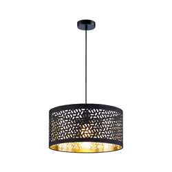 Craquez pour cette suspension en tissu perforé à intérieur doré. Son design classe et moderne apportera un effet bohème chic  ...