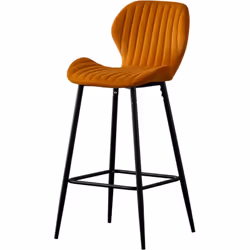 Magnifique lot de 4 tabourets de bar élégant assise velours matelassée et pieds modernes en métal noir Infos Produit techniqu ...
