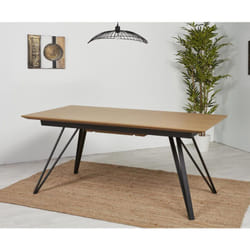 Table à manger extensible 180/240 cm décor naturel et métal - ivica