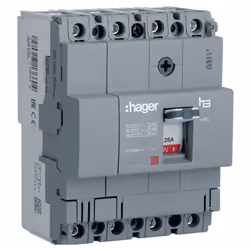 Interrupteur magnétothermique Hager à boîtier moulé Hager X160 avec les caractéristiques suivantes : Tension 220/415 Vac Cour ...