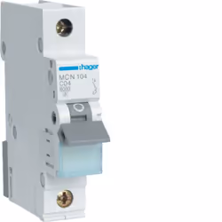 Hager MCN104, 50 - 60 Hz, 4 A, 1P, 17,5 mm, 70 mm, 83 mm