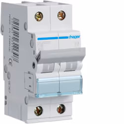 Hager MCN202, 50 - 60 Hz, 2 A, 2P, 35 mm, 70 mm, 83 mm