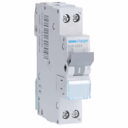 Interrupteur magnétothermique Hager 1P+N 25A 4,5KA C 1 modules MJN525A Caractéristiques techniques Tension nominale d'utilisa ...