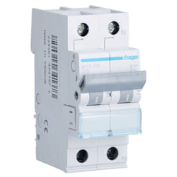 Interrupteur magnétothermique Hager 1P+N 10A 4.5 ka c 2 modules MYN510