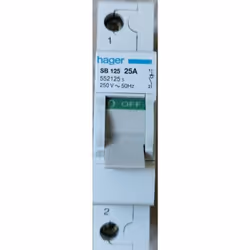 Descriptif : Hager SB125V Interrupteur à voyant 1P 25A 250V