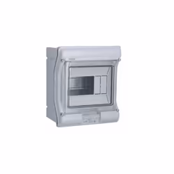 Boîte de surface étanche Vector VE avec 6 modules et porte transparente avec poignée. L'accessoire à 1 rangée est indiqué pou ...