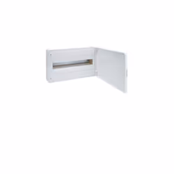 Boîte de surface de golf série VF avec 1 rangée de 18 modules et porte blanche opaque. L'accessoire a une ouverture à 180° et ...