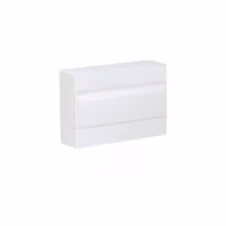 Boîtier de surface avec 12 modules pour montage sur rail DIN. Le cache-bornes en plastique blanc a une tension nominale de 20 ...
