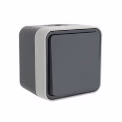 Mécanisme complet en saillie Poussoir à fermeture étanche 1F IP55 - IK 07 Raccordement Quickconnect : sans vis Couleur : Gris