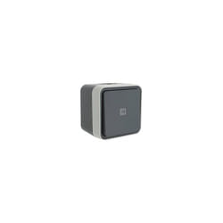 Poussoir à fermeture lumineux rouge étanche Cubyko complet en saillie - Gris - WNC023 Hager