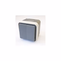 Double bouton poussoir étanche 1O/1F en saillie gris complet 1 poste 2 modules avec cadre IP55 série Cubyko HAGER cubyko Doub ...