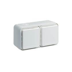 Hager - Cubyko Prise double horizontale 2P+T saillie blanc IP55 WNC122B