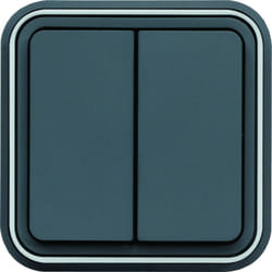 Cubyko double interrupteur va-et-vient encastré gris IP55