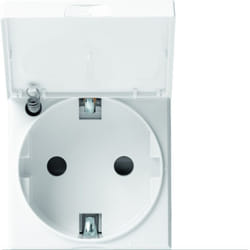 Hager - Prise de courant Schuko gallery a couvercle 2P+T pure WXF165B
