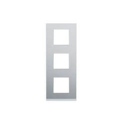 Hager - Plaque gallery 3 postes verticale 71mm placage aluminium WXP2043