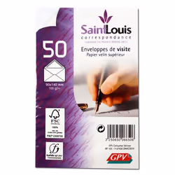 Enveloppes - Blanche - 90x140mm - Pour cartes de visite - Paquet de 50 - GPV
