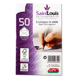 Enveloppes - Blanche - 90x140mm - Pour cartes de visite - Paquet de 50 - GPV