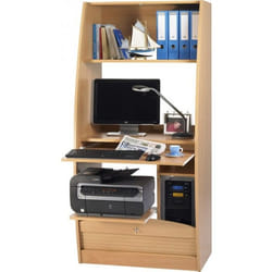 Armoire Informatique Galbée 6 Niches Serrure L 80.5 H 171.5 P 59.3 cm - Hêtre - L 80.5 x l 59.3 x H 171.5 cm