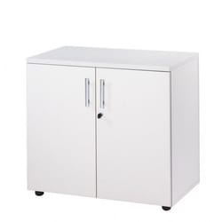 Armoire de Bureau Basse 2 Portes Blanche INEO - L 80 x l 47.3 x H 72.5 cm