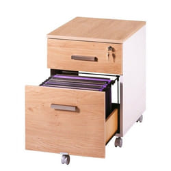 Caisson de Bureau 2 Tiroirs Blanc Chêne - L 41.4 x l 52.9 x H 55.8 cm