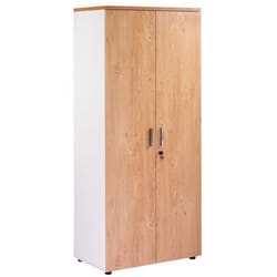 Armoire de Bureau 2 Portes Blanche + Chêne Clair INEO - L 80 x l 47.3 x H 180.4 cm