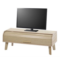 Meuble TV Vintage Chêne 1 Rideau - Rideau Chêne - L 114 x l 45 x H 41.6 cm