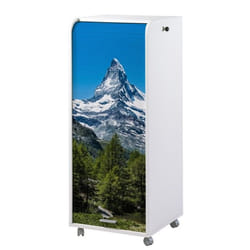 Caisson de Bureau - Mont Cervin - 653 - Blanc - 3 Tiroirs - Rideau Imprimé