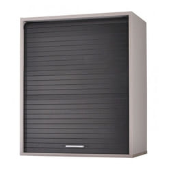 Meuble Cuisine Alu Rideau Chêne Noir ou Blanc 2 Etagères L 60 H 72 P 35 cm - Noir - L 60 x l 35 x H 72 cm