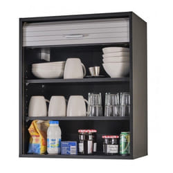 Meuble Cuisine Noir Rideau Chêne Blanc ou Alu 2 Etagères L 60 H 72 P 35 cm - Aluminium - L 60 x l 35 x H 72 cm