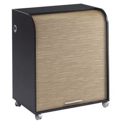 Bureau Informatique Noir à Roulettes - Chêne Naturel - L 79.2 x l 53.2 x H 93.8 cm