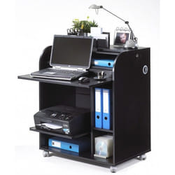 Bureau Informatique Noir à Roulettes - Fée 217 - L 79.2 x l 53.2 x H 93.8 cm