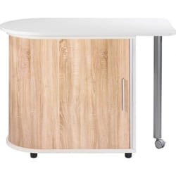 Bureau Informatique Blanc et Table Pivotante - Chêne Naturel - L 105 x l 55 x H 74.7 cm