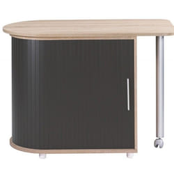 Bureau Pivotant et Meuble de Rangement Chêne 2 Niches 77 x 717 x 47 cm - Noir - L 105 x l 55 x H 74.7 cm